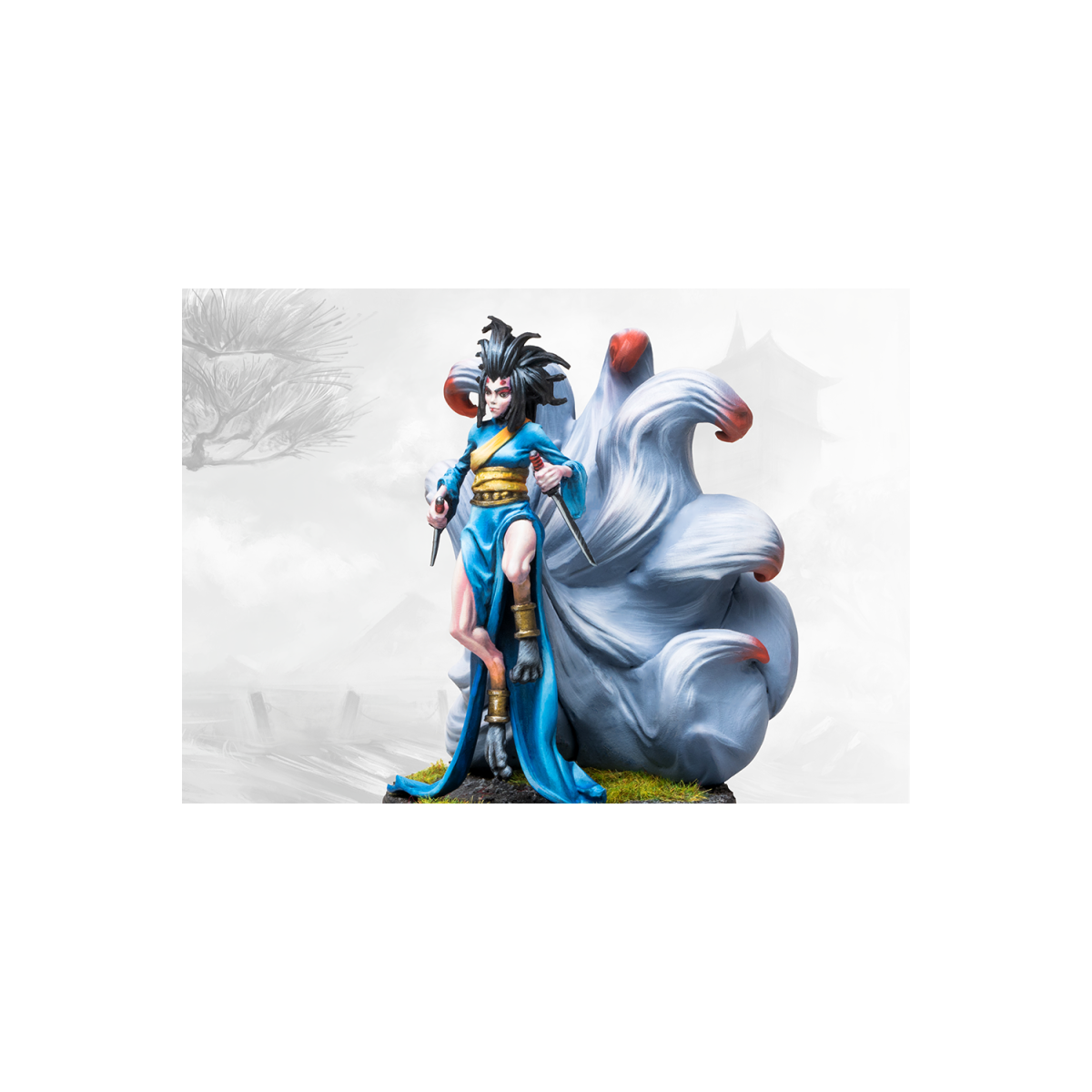 Conquest - Yoroni - Bakasu Figuren vor miniatuur spel